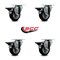 Service Caster 3.5'' Black Poly Wheel Swivel Top Plate Caster Set Posi Brake, 4PK SCC-20S3514-PPUB-BLK-PLB-4 - alternate 4